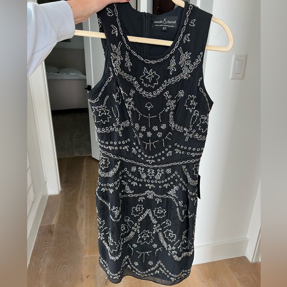 NEW Needle and Thread size 8 (fits like 6/8) dress, black sparkly